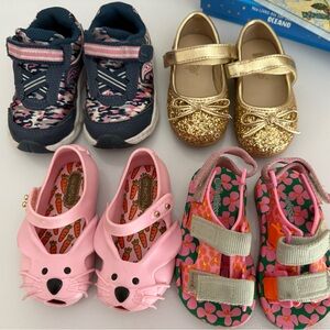 Mini Melissa Pink Cat Sandals and Gold Glitter Shoes